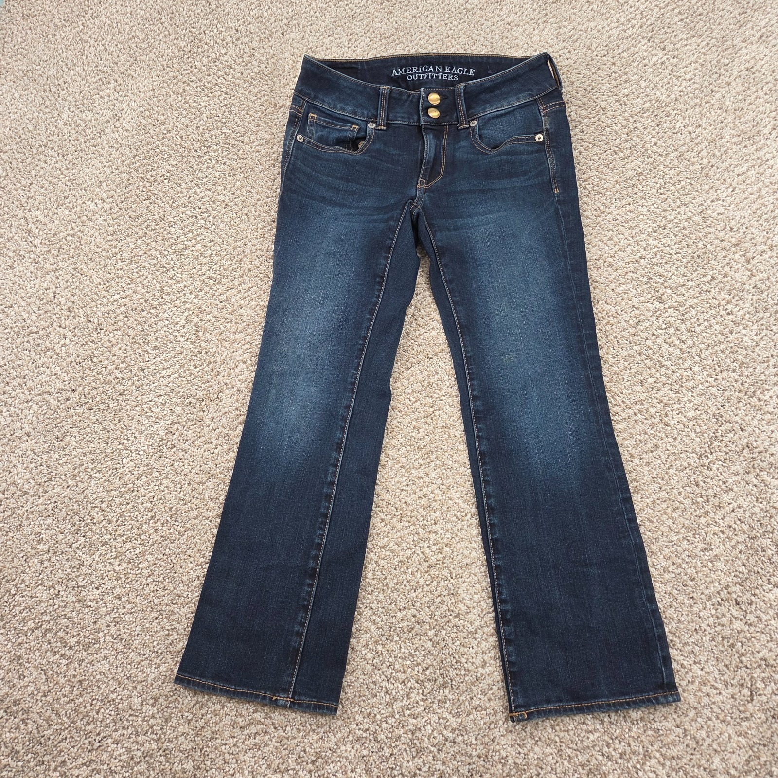 American Eagle Jeans Womens 0 (27x24) Artist Crop Super Stretch Blue Low Rise